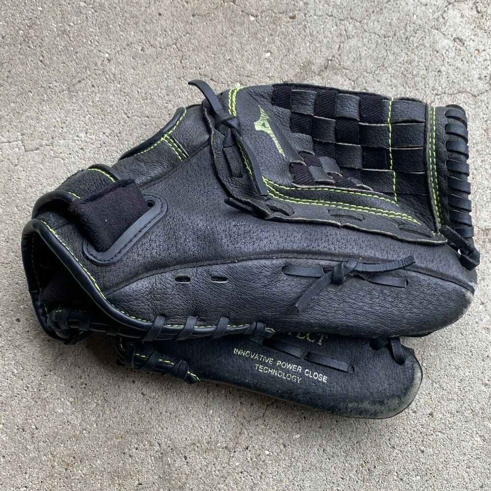 Mizuno Prospect Fastpitch Softball Glove MMX1205 RH Throw Black Lime Stitch 12"
